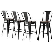 Load image into Gallery viewer, 4x Artiss Metal Bar Stools Wooden Seat Retro Counter Stool