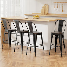 Load image into Gallery viewer, 4x Artiss Metal Bar Stools Wooden Seat Retro Counter Stool