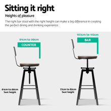 Load image into Gallery viewer, Artiss 4x Bar Stools Kitchen Dining Chairs Adjustable Wood Stool w/Backrest