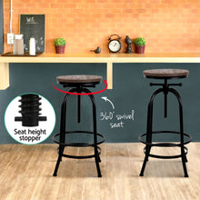 Load image into Gallery viewer, Artiss 4x Bar Stools Kitchen Dining Chairs Adjustable Wooden Vintage Stool