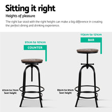 Load image into Gallery viewer, Artiss 4x Bar Stools Kitchen Dining Chairs Adjustable Wooden Vintage Stool