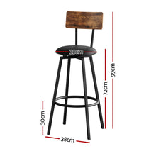Load image into Gallery viewer, Artiss 4X Industrial Bar Stools Upholstered Counter Chairs Steel Frame Anti-Scratch