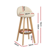 Load image into Gallery viewer, Artiss 4x Bar Stools Padded Leather Wooden Beige