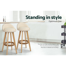 Load image into Gallery viewer, Artiss 4x Bar Stools Padded Leather Wooden Beige