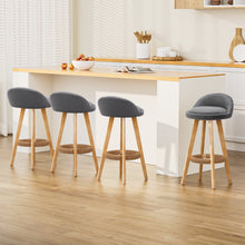 Load image into Gallery viewer, Artiss 4x Bar Stools Padded Linen Wooden Grey