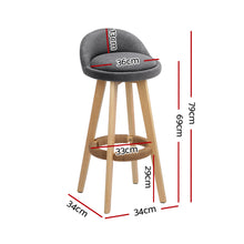 Load image into Gallery viewer, Artiss 4x Bar Stools Padded Linen Wooden Grey