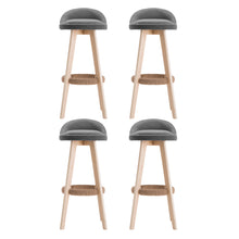 Load image into Gallery viewer, Artiss 4x Bar Stools Padded Linen Wooden Grey