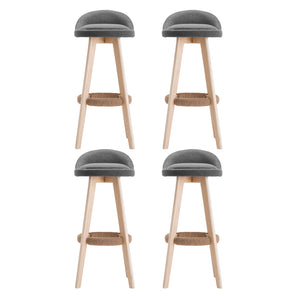 Artiss 4x Bar Stools Padded Linen Wooden Grey