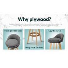 Load image into Gallery viewer, Artiss 4x Bar Stools Padded Linen Wooden Grey