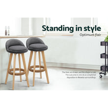Load image into Gallery viewer, Artiss 4x Bar Stools Padded Linen Wooden Grey