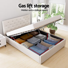 Load image into Gallery viewer, Artiss Bed Frame Double Size Gas Lift Beige VILA