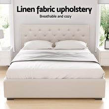 Load image into Gallery viewer, Artiss Bed Frame Double Size Gas Lift Beige VILA