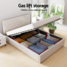 Load image into Gallery viewer, Artiss Bed Frame Queen Size Gas Lift Beige VILA