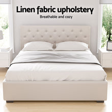 Load image into Gallery viewer, Artiss Bed Frame Queen Size Gas Lift Beige VILA
