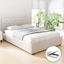 Load image into Gallery viewer, Artiss Bed Frame Queen Size Gas Lift Beige VILA