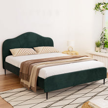 Load image into Gallery viewer, Bed Frame Queen Size Velvet Dark Green OLAN