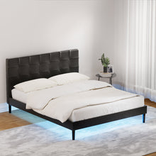 Load image into Gallery viewer, Bed Frame Queen Size LED Black RAVI