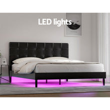 Load image into Gallery viewer, Bed Frame Queen Size LED Black RAVI