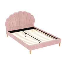 Load image into Gallery viewer, Artiss Bed Frame Double Size Scallop-Shape Bedhead Beds Base Pink Velvet Fabric