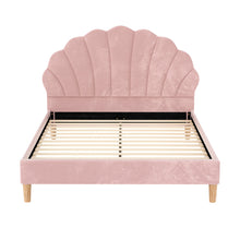 Load image into Gallery viewer, Artiss Bed Frame Double Size Scallop-Shape Bedhead Beds Base Pink Velvet Fabric