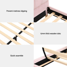 Load image into Gallery viewer, Artiss Bed Frame Double Size Scallop-Shape Bedhead Beds Base Pink Velvet Fabric