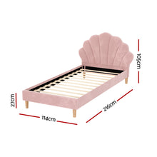 Load image into Gallery viewer, Artiss Bed Frame King Single Size Scallop-Shape Bedhead Beds Base Pink Velvet Fabric