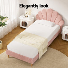 Load image into Gallery viewer, Artiss Bed Frame King Single Size Scallop-Shape Bedhead Beds Base Pink Velvet Fabric