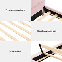 Load image into Gallery viewer, Artiss Bed Frame King Single Size Scallop-Shape Bedhead Beds Base Pink Velvet Fabric