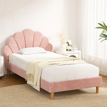 Load image into Gallery viewer, Artiss Bed Frame King Single Size Scallop-Shape Bedhead Beds Base Pink Velvet Fabric