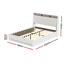 Load image into Gallery viewer, Artiss Bed Frame Gas Lift LED Beds Base Platform White PVC Leather Storage Headboard - Double
