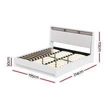 Load image into Gallery viewer, Artiss Bed Frame Gas Lift LED Beds Base Platform White PVC Leather Storage Headboard - King