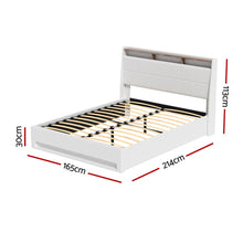 Load image into Gallery viewer, Artiss Bed Frame Gas Lift LED Beds Base Platform White PVC Leather Storage Headboard - Queen