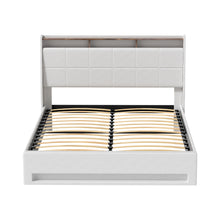 Load image into Gallery viewer, Artiss Bed Frame Gas Lift LED Beds Base Platform White PVC Leather Storage Headboard - Queen