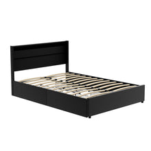 Load image into Gallery viewer, Artiss Bed Frame Double Size LED with 4 Drawers Black DUNN