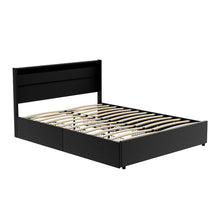 Load image into Gallery viewer, Artiss Bed Frame Queen Size LED with 4 Drawers Black DUNN