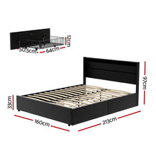 Load image into Gallery viewer, Artiss Bed Frame Queen Size LED with 4 Drawers Black DUNN