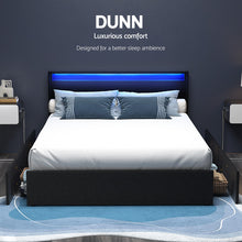 Load image into Gallery viewer, Artiss Bed Frame Queen Size LED with 4 Drawers Black DUNN