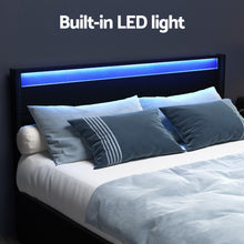 Load image into Gallery viewer, Artiss Bed Frame Queen Size LED with 4 Drawers Black DUNN