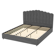 Load image into Gallery viewer, Artiss Bed Frame King Size Velvet Grey FION