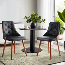 Load image into Gallery viewer, 1 Set of 2 Artiss Dining Chairs Black PU