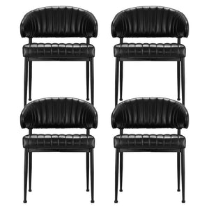 Artiss Dining Chairs Set of 4 Leather Hollow Armchair Black