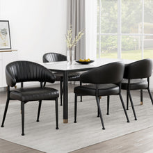 Load image into Gallery viewer, Artiss Dining Chairs Set of 4 Leather Hollow Armchair Black