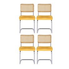 Load image into Gallery viewer, Artiss Dining Chairs Set of 4 Velvet Rattan Cantilever Yellow