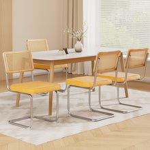 Load image into Gallery viewer, Artiss Dining Chairs Set of 4 Velvet Rattan Cantilever Yellow