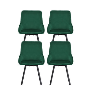 Artiss Dining Chairs Set of 4 Velvet Swivel Base Green