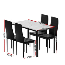Load image into Gallery viewer, 1 Artiss Dining Table and 4 Chairs Set Marble Effect