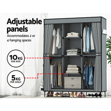 Load image into Gallery viewer, Large Portable Clothes Closet Wardrobe with Shelf Grey