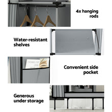 Load image into Gallery viewer, Large Portable Clothes Closet Wardrobe with Shelf Grey