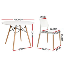 Load image into Gallery viewer, 1 Artiss Dining Table and 4 Chairs Set Round White