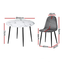 Load image into Gallery viewer, 1 Artiss Dining Table and 4 Chairs Set Marble Grey